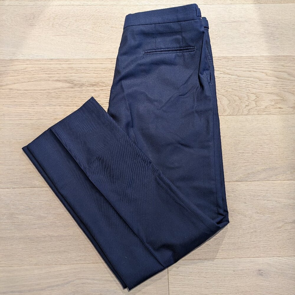Navy Wool Classic Flat Front Pants